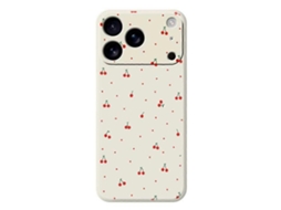 sc Capa Para Iphone 17 Pro Com Estampa De Cereja Vermelha, Borda Reta, Tpu, Bege.
