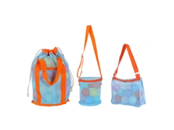 Conjunto 3 Bolsas De Armazenamento De Malha Para Brinquedos De Praia Yuysan 22x22x34cm Azul