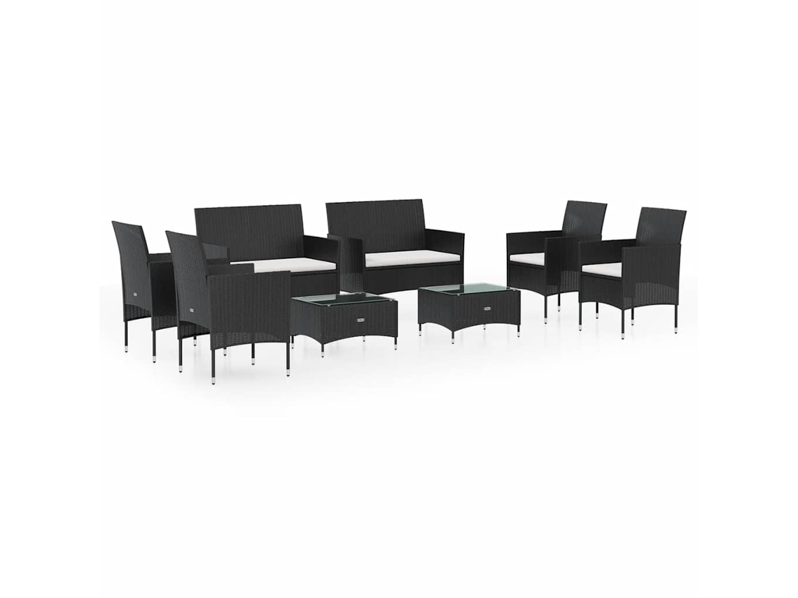 Maison Exclusive - 8 Pcs Conjunto Lounge De Jardim C/ Almofadões Vime Pe Preto