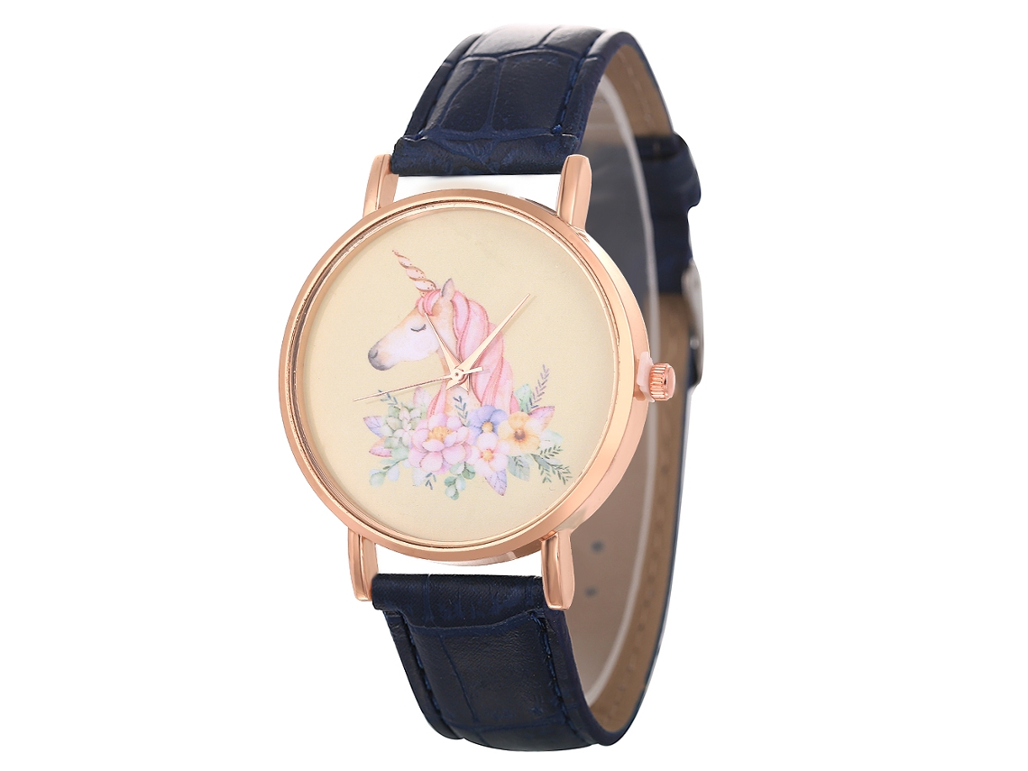 Relógio de Quartzo com Pulseira de Couro Estilo Simples Moderno para Jovens Amantes (azul Real)