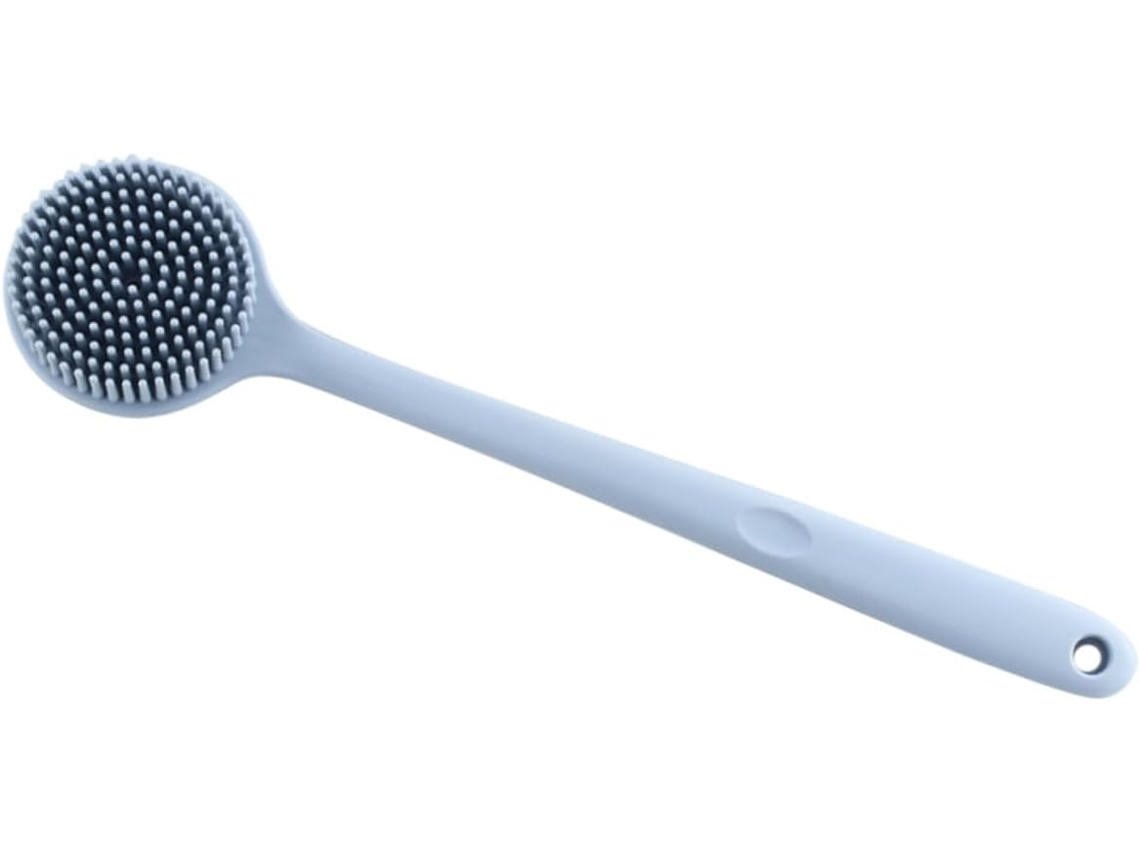 Escova De Banho Esfoliante Silicone Com Cabo Longo Para Peles Sensíveis Nas Costas E Prático Compartimento Pendurar