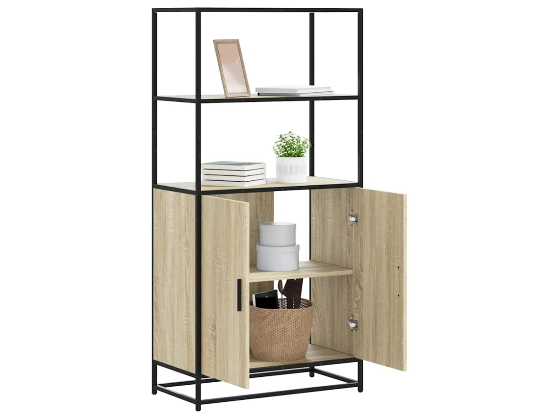 Vidaxl Armário Alto 68x35x139 Cm Madeira E Metal Carvalho Sonoma