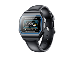 Smartwatch KW18 IP67 com tela colorida com pulseira de couro de 0,96'' (preto)