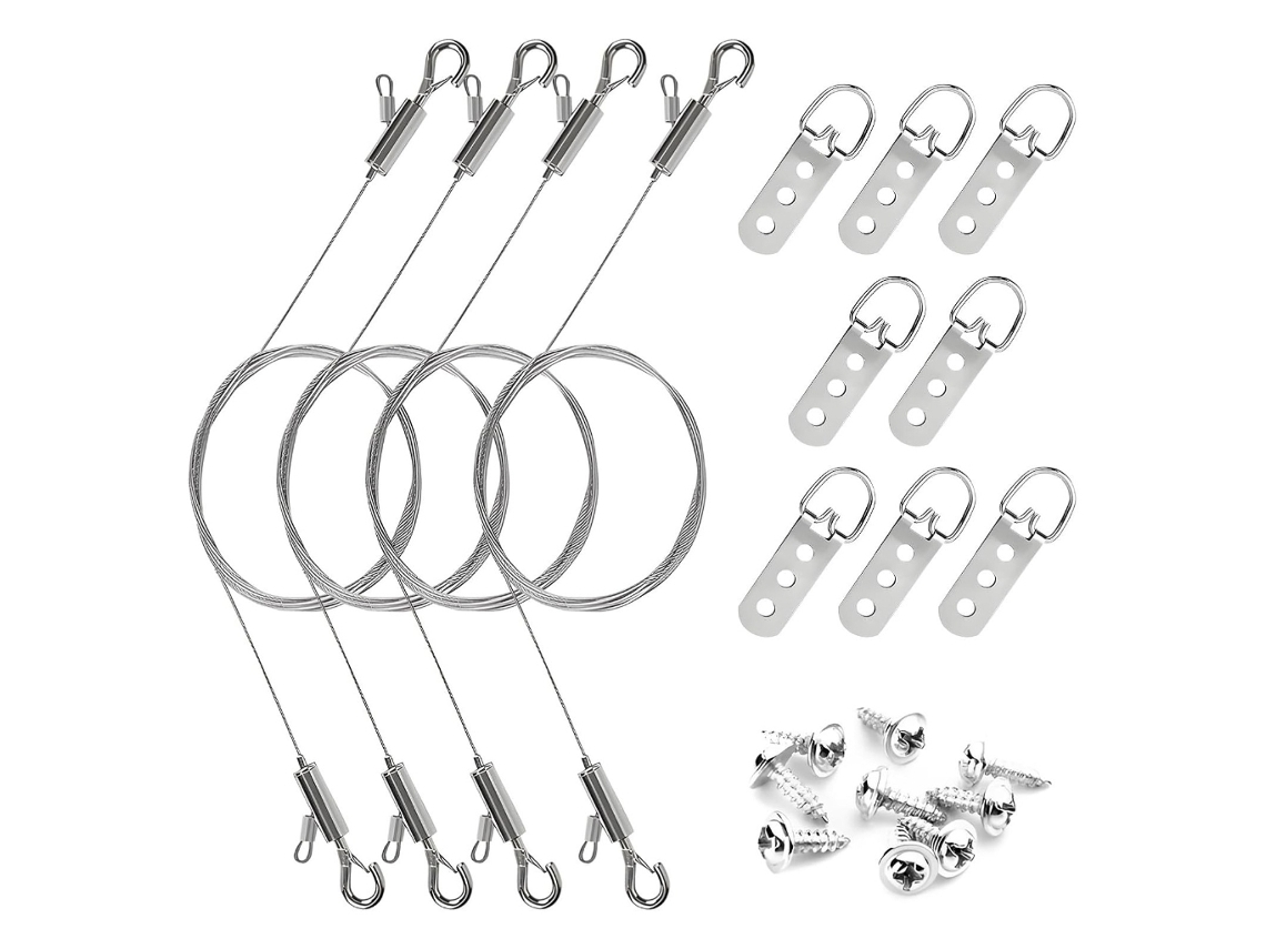 Conjunto Robusto Para Pendurar Quadros Com Fio De Aço, Suportando Até 22,6 Kg Em Molduras, Espelhos E Obras Arte. -aquaforge