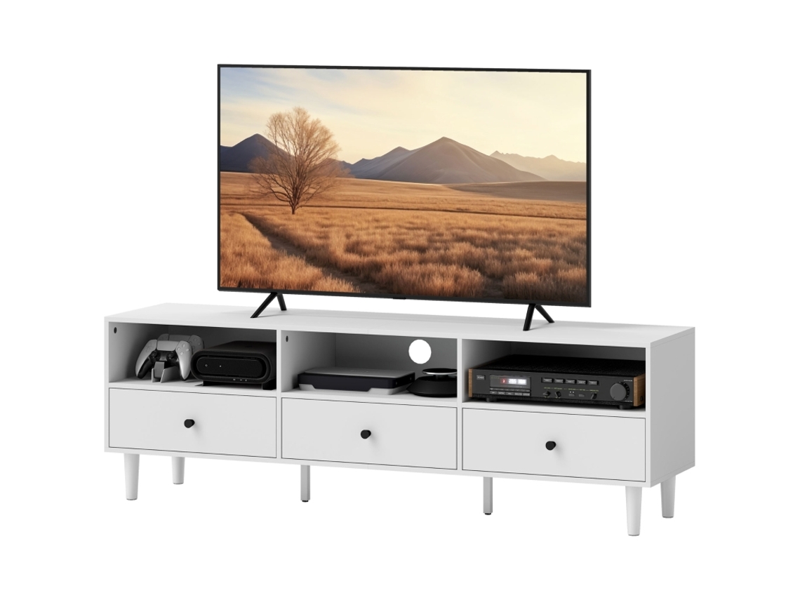 Móvel 140cm Gestão Cabos 3 Gavetas 75"
