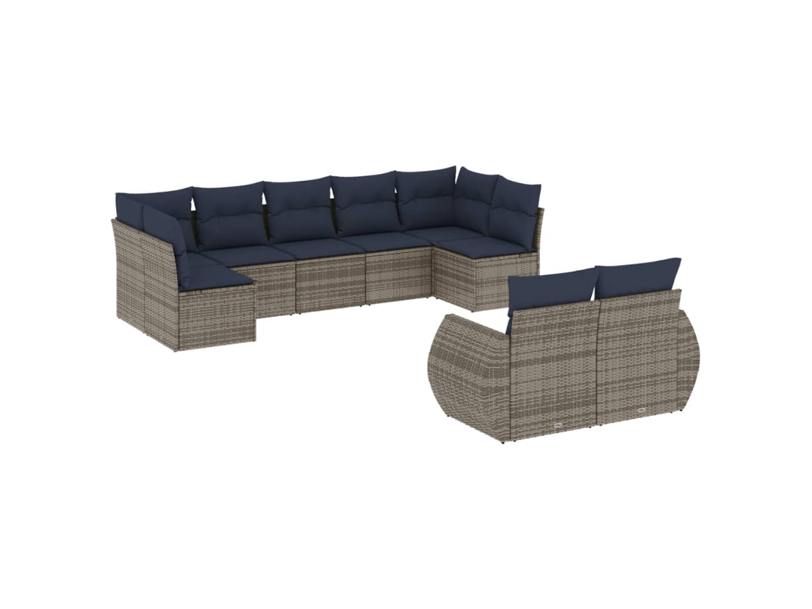Conjunto de Sofá de Jardim, 9 Peças, Almofadas, Rattan Cinza MAISON EXCLUSIVE