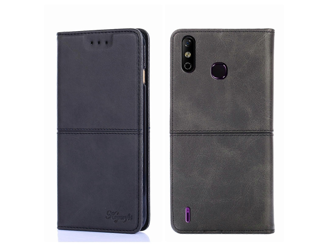 Capa De Celular Infinix Smart 4 X653 Em Couro Sintético Com Textura De Vaca E Abertura Horizontal Magnética.