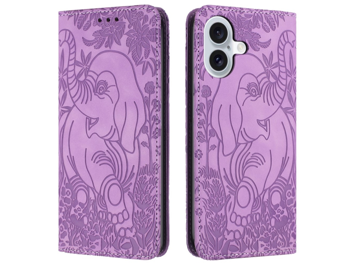 Capa Em Couro Pu Para Apple Iphone 16 - Cor Roxo