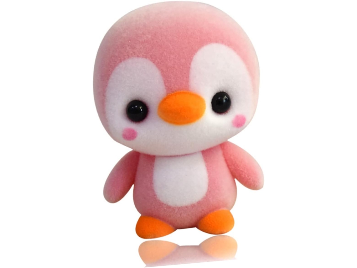 2 Miniaturas De Pinguins Pelúcia Aveludada Para Mesa