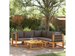 Vidaxl Conjunto De Sofás De Jardim Vidaxl De 6 Peças Com Almofadas De Madeira De Acácia E Corda