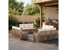 Vidaxl Conjunto De Sofá De Jardim 12 Unid. Bege E Branco Creme Vime Pe