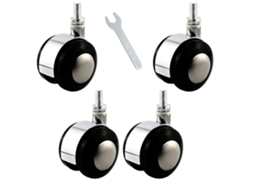 Conjunto De 4 Rodízios Reforçados Para Cadeira De Es, (cor: Preto, Tamanho: Haste Roscada M10)