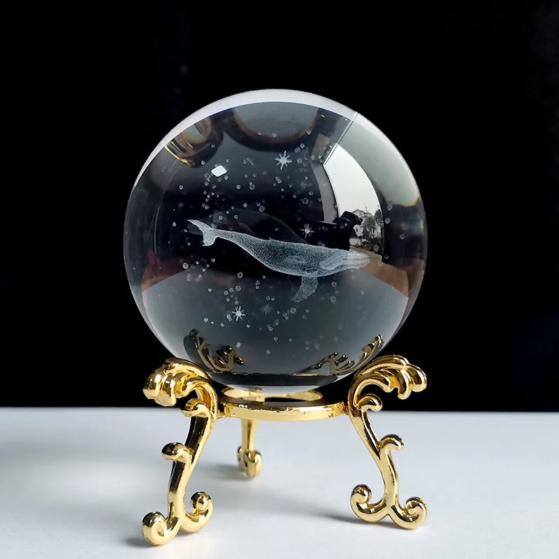 Bola de Cristal 60mm Esfera de Vidro Esculpida em 3d Peso de Papel com Base MDUG (estilo 22 60mm)
