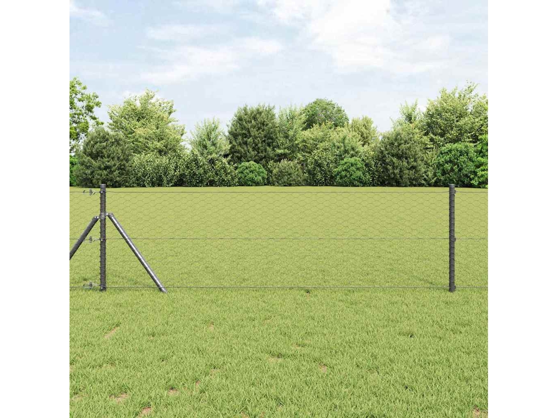Vidaxl Fixação Para Cerca Hexagonal No Chão 10 X 0,6 M Cinzento Malha