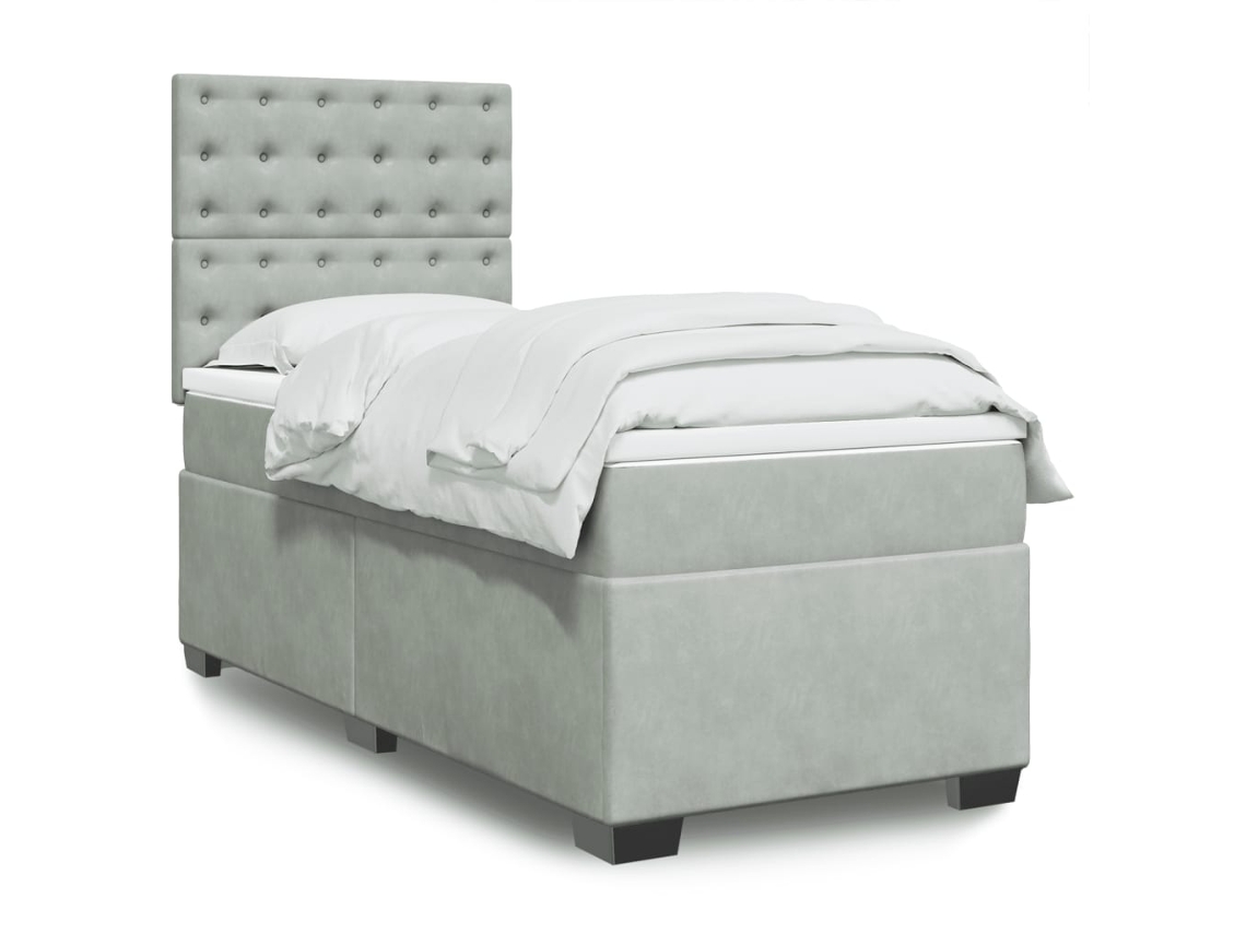 Vidaxl Cama com Molas/colchão 80x200 Cm Veludo Cinza claro