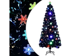 Vidaxl Árvore De Natal Com Flocos De Neve Led 180 Cm Fibra Ótica Preto