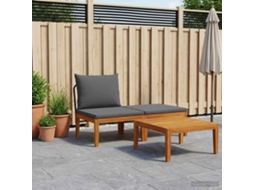 Vidaxl 3 Unid. Conjunto De Lounge De Jardim Com Almofadas Natural