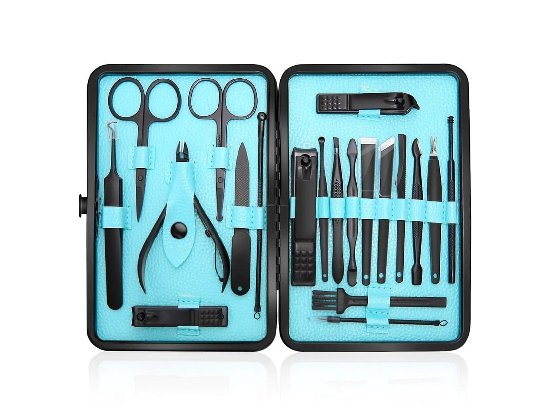 Conjunto De Ferramentas Para Manicure Em Azul Fundo Azul*