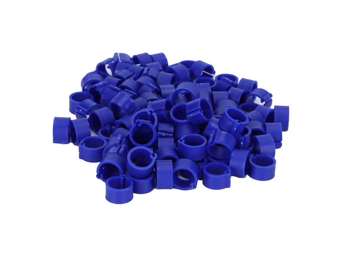 200 anéis de pata para pombos, 8mm, plástico durável, reutilizável, azul | S/MARCA
