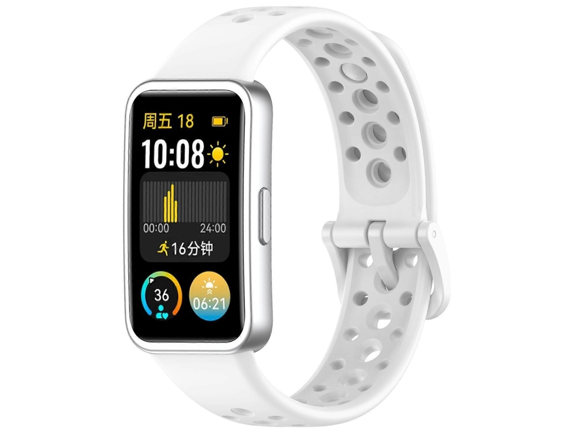 Pulseira De Silicone Com Botão De Metal E Furo Redondo Para Huawei Band 10/9/8