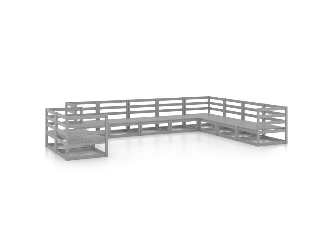 Conjunto de 10 Jardim Pinho Maciço Cinzento Lounge MAISON EXCLUSIVE