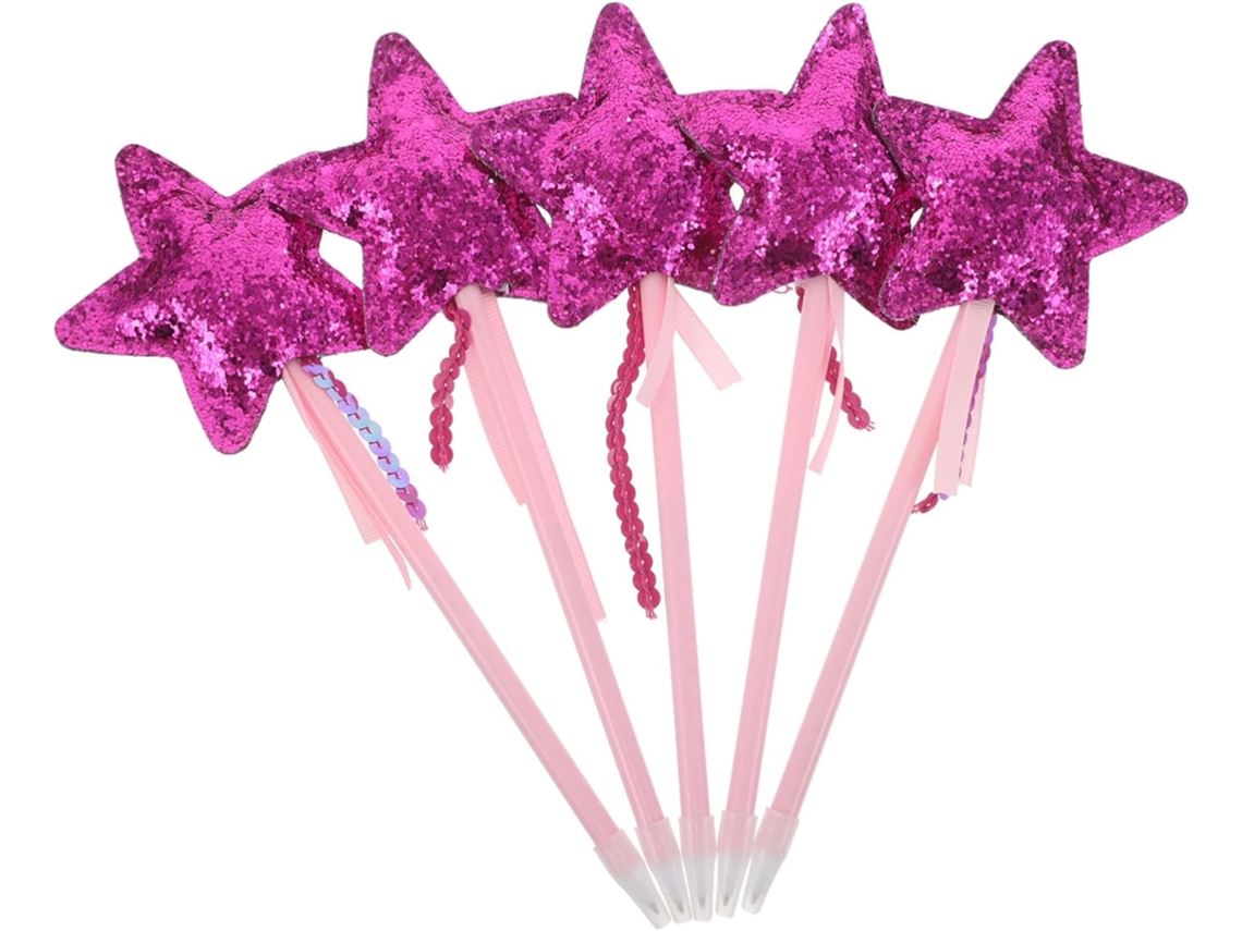 Conjunto De 5 Canetas Esferográficas Com Glitter Em Formato Estrela,