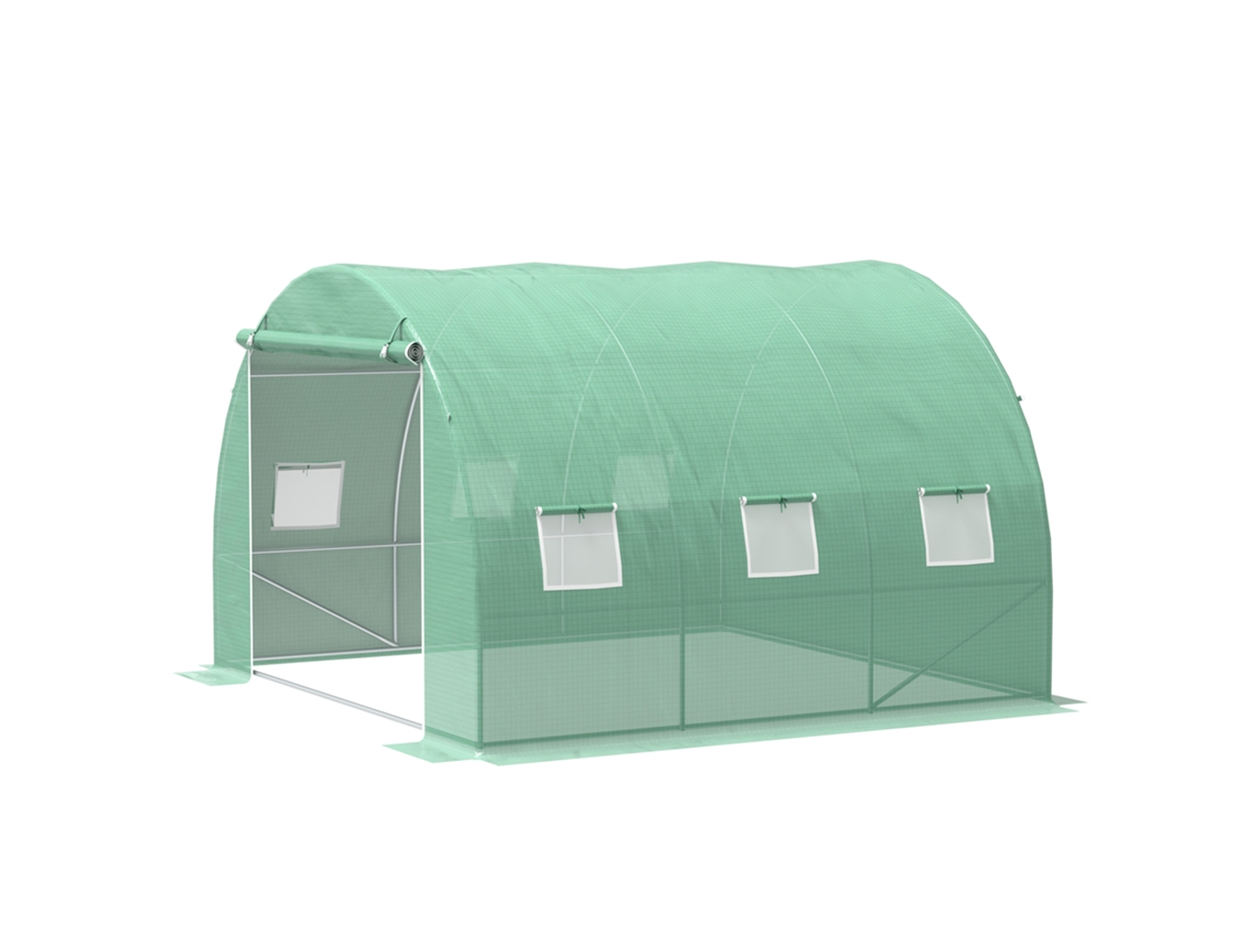 Estufa Jardim 9m² 3x3x2m Porta E 6 Janelas Malha Aço Pe Verde