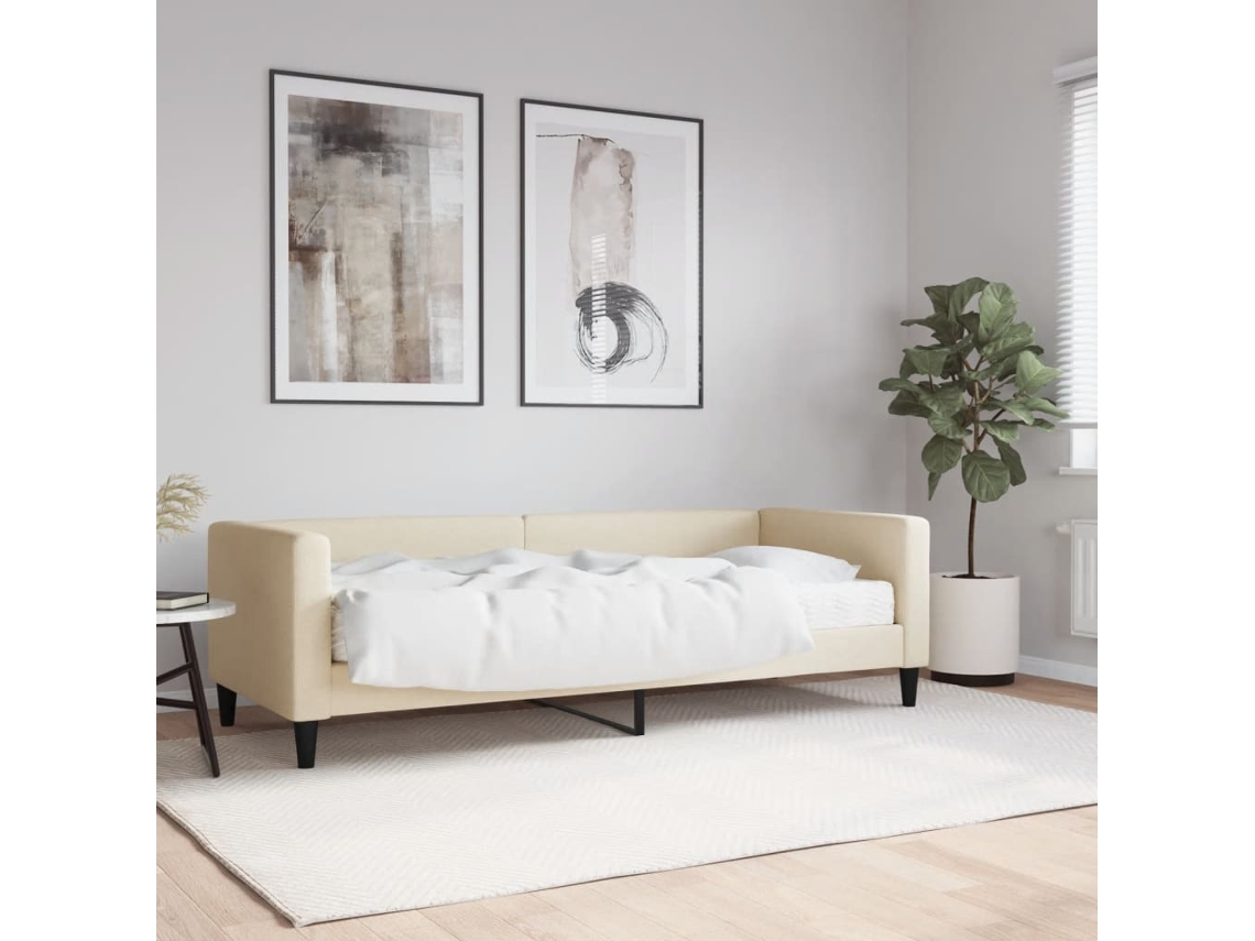 Sofá Cama Com Colchão De Solteiro Lovely Home Madeira Tecido Bege (80x200)