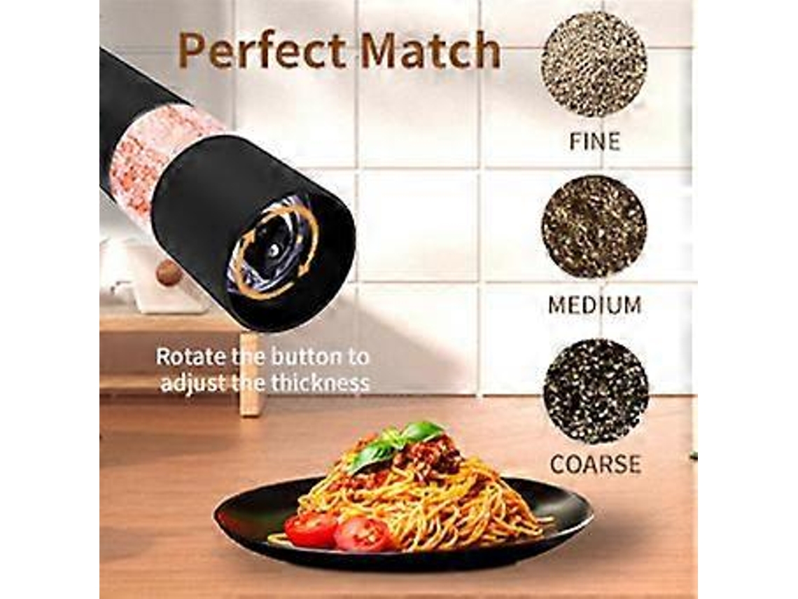 Conjunto De Moedor Elétrico De Sal E Pimenta, Moedor Automático De Sal E Pimenta, Com Grossura Ajustável E Alimentado Por Bateria, Aquaforge