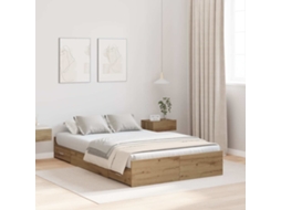 Vidaxl Estrado de Cama com Arrumação Carvalho Artesanal 120 X 190 Cm
