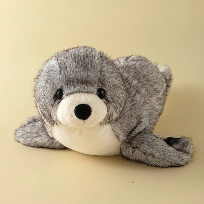 Foca de Pelúcia Fofa e Realista. Brinquedos de Pelúcia de Animais. MDUG (cinza, 37 Cm)