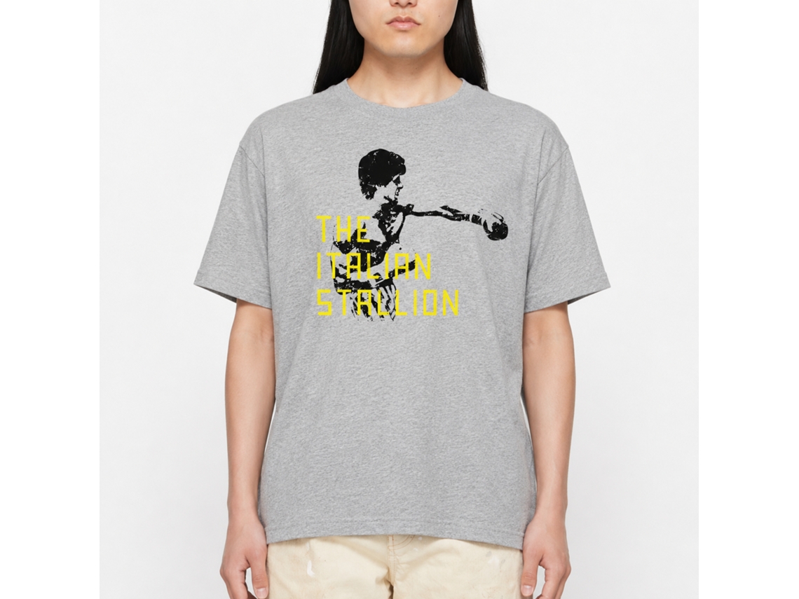 Rockinstone Rocky Movie The Staillion Block Text Heather Gray Adult T-shirt Size:xl