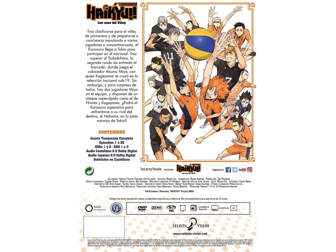 HAIKYU TEMPORADA 4 Blu-ray (episoidos 1 a 25 + 5 ova)