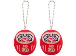 Chaveiro Daruma Conjunto De 2 Pingentes Berloques Para Telefone E Bolsa Estilo Japonês Acabamento