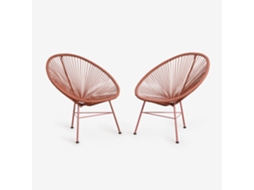 Sklum Pack De 2 Poltronas Em Aço E Rattan Sintético New Acapulco Ratán Pe Terracota