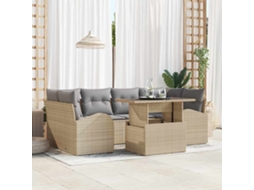 Vidaxl Conjunto De Sofá De Jardim 7 Pcs Bege Rattan Sintético