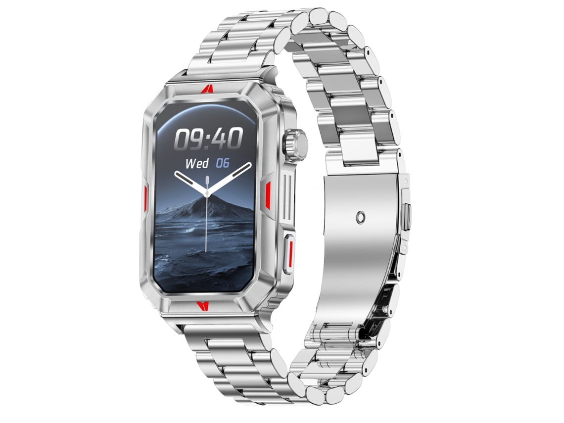 Pulseira Inteligente Halinuia Aço Modelo Cf26 (tela 1,57" Bt5.2, Detecção Automática De Sono, Correia Em Aço)