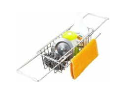 Organizador De Pratos Deslizante Em Aço Inoxidável 23 A 47 Cm, Suporte Para Esponja Com Drenagem Rápida E Porta-toalhas Cozinha B -aquaforge