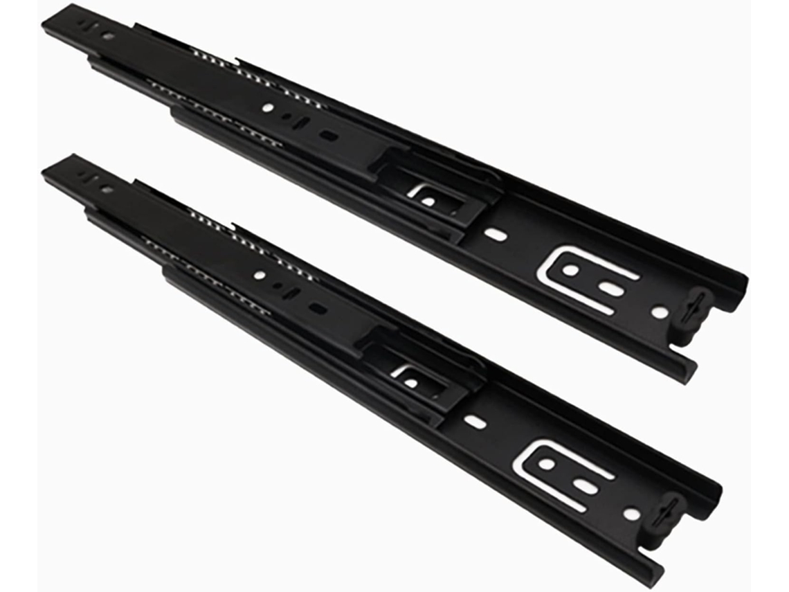 Conjunto De 2 Corrediças Telescópicas Extensão Total Para Gavetas, Com Três Seções, Para Armários Domésticos Aço Preto