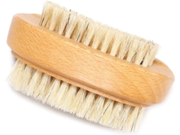 Escova de manicure Dupla Face com cerdas naturais para esfoliação.