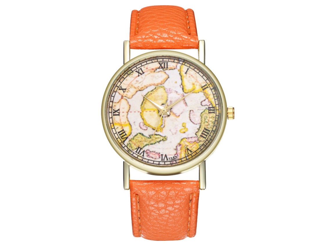 Relógio de quartzo elegante e moderno para presente masculino/feminino (laranja)