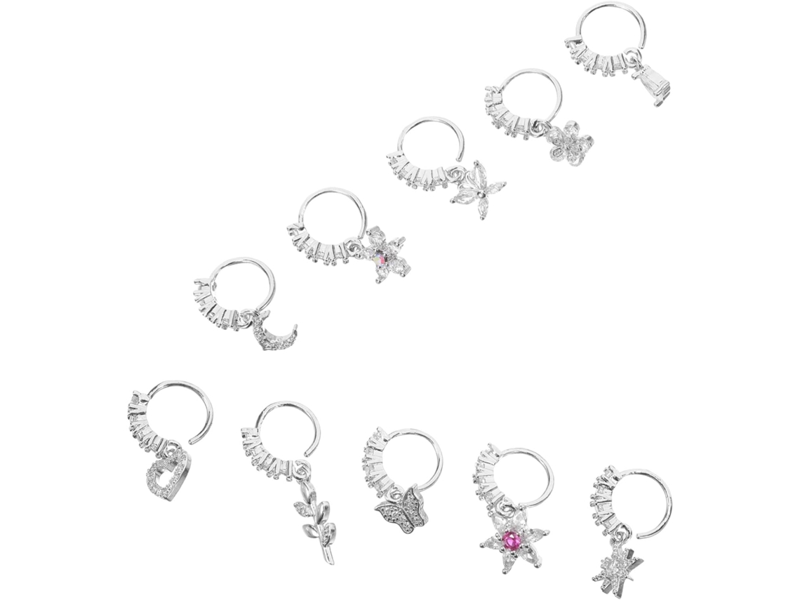 De 10 Piercings De Nariz Exclusivos Com Pedras Brilhantes, Joias Femininas, Ornamentos Criativos Para O Nariz.