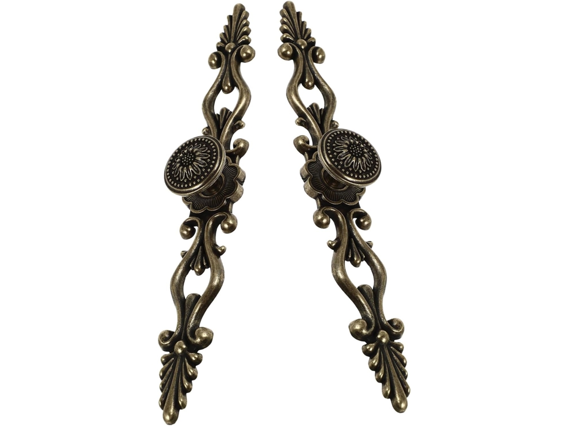 Shineofi Conjunto De 2-puxadores Para Armários Com Design Floral Vintage Europeu, Liga De Zinco, Espaçamento De 6, 3cm