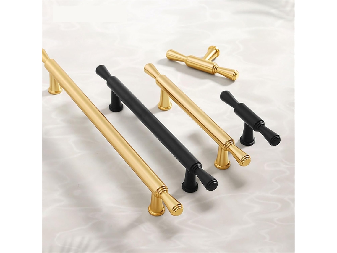 Puxadores De Armário Dourados E Pretos, Barra Em T Reta De 128mm, Puxadores De Porta Com Diâmetro 96mm, Puxador Para