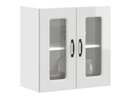 Vidaxl Armário Parede De Cozinha Porta Vidro Kalmar Branco Alto Brilho