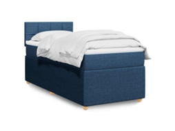 Vidaxl Cama Com Molas/colchão 90x200 Cm Tecido Azul