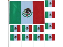 Pacote com 50 Bandeiras Mexicanas Pequenas da Stobaza, de Mão em Poliéster, 14x21 Cm, Resistentes Às Intempéri