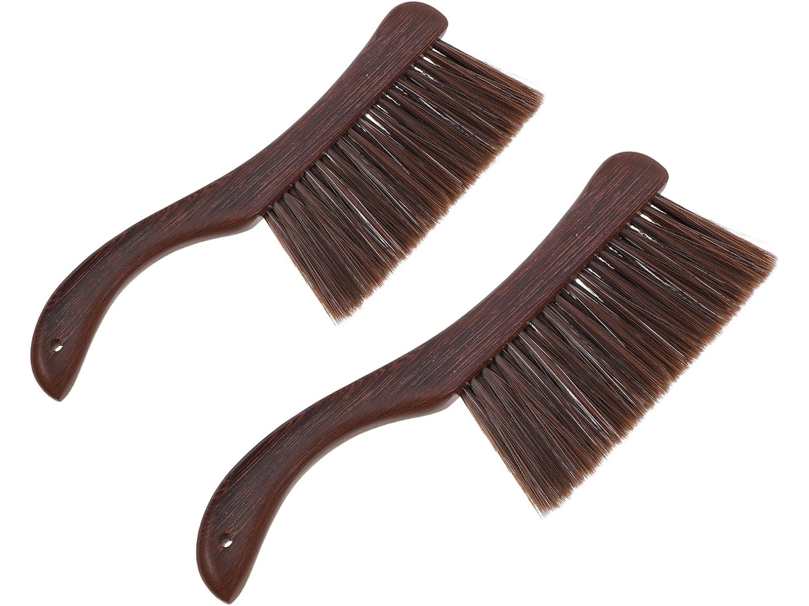 Conjunto De 2 Escovas Para Cinzas De Lareira Com Cabo Ergonômico De Madeira E Plástico.