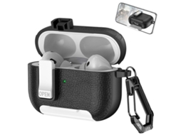 Capa Para Fones De Ouvido Sem Fio Airpods Pro 2 Com Textura De Couro, Com Gancho E Suporte.