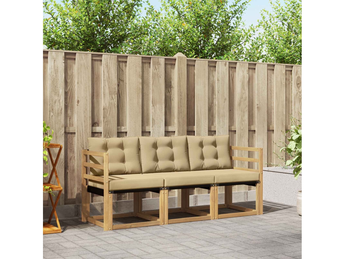 Vidaxl Conjunto De Sofás Para Exterior 3 Unid. Branco E Bege